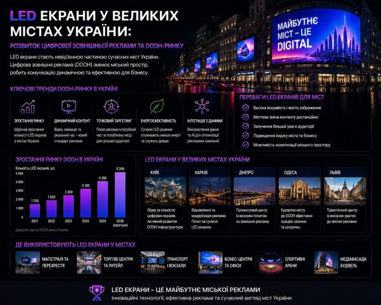 LED екрани у великих містах України