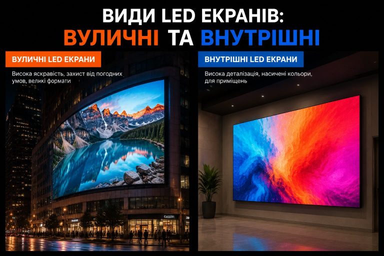 Порівняння вуличного та внутрішнього LED екрану для реклами і бізнесу