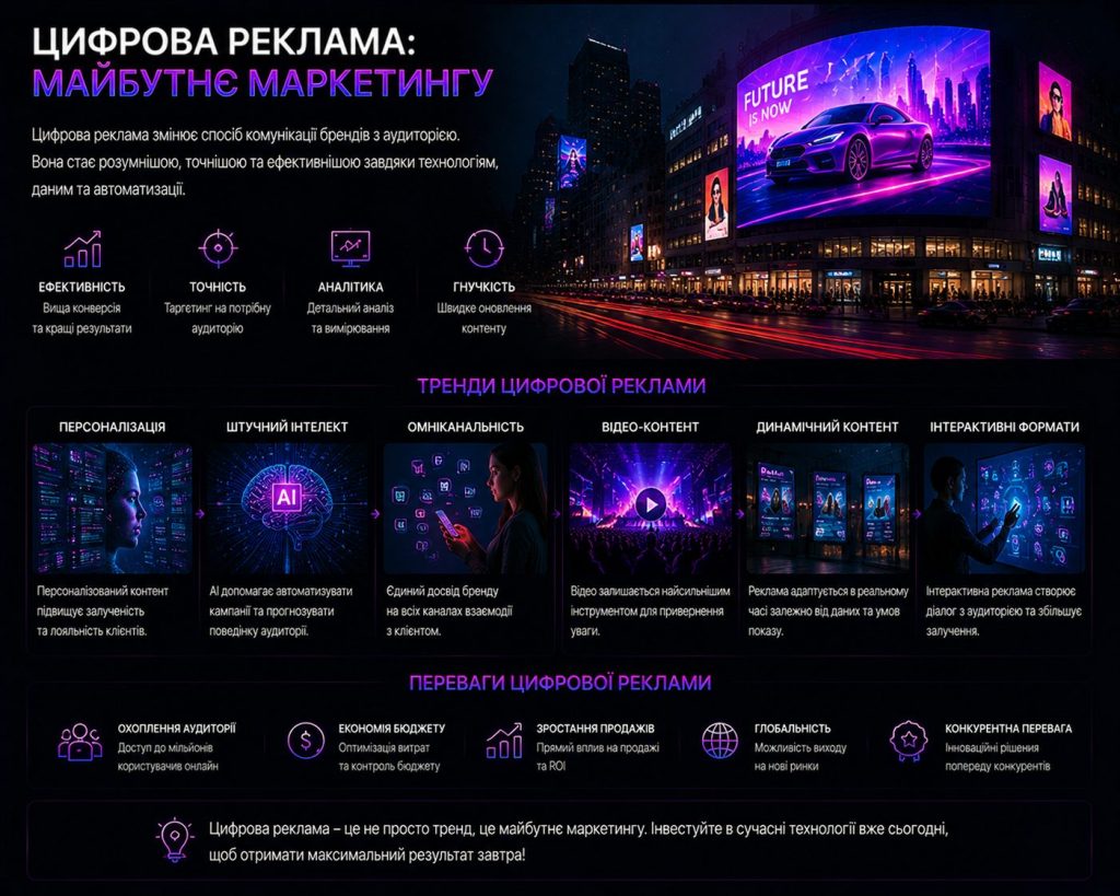Цифрова реклама та майбутнє маркетингу: LED екрани, AI та digital технології