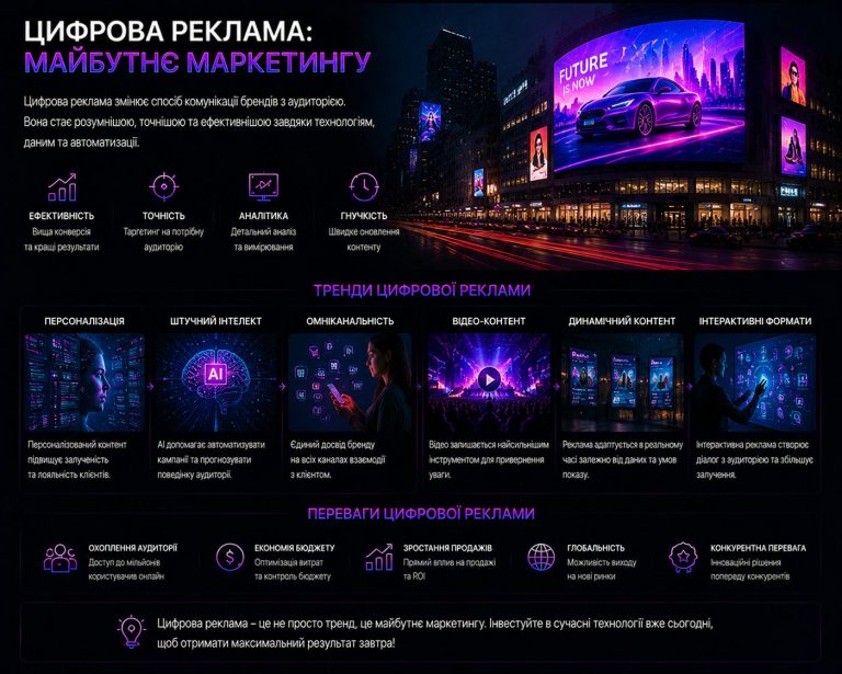 Цифрова реклама та майбутнє маркетингу: LED екрани, AI та digital технології